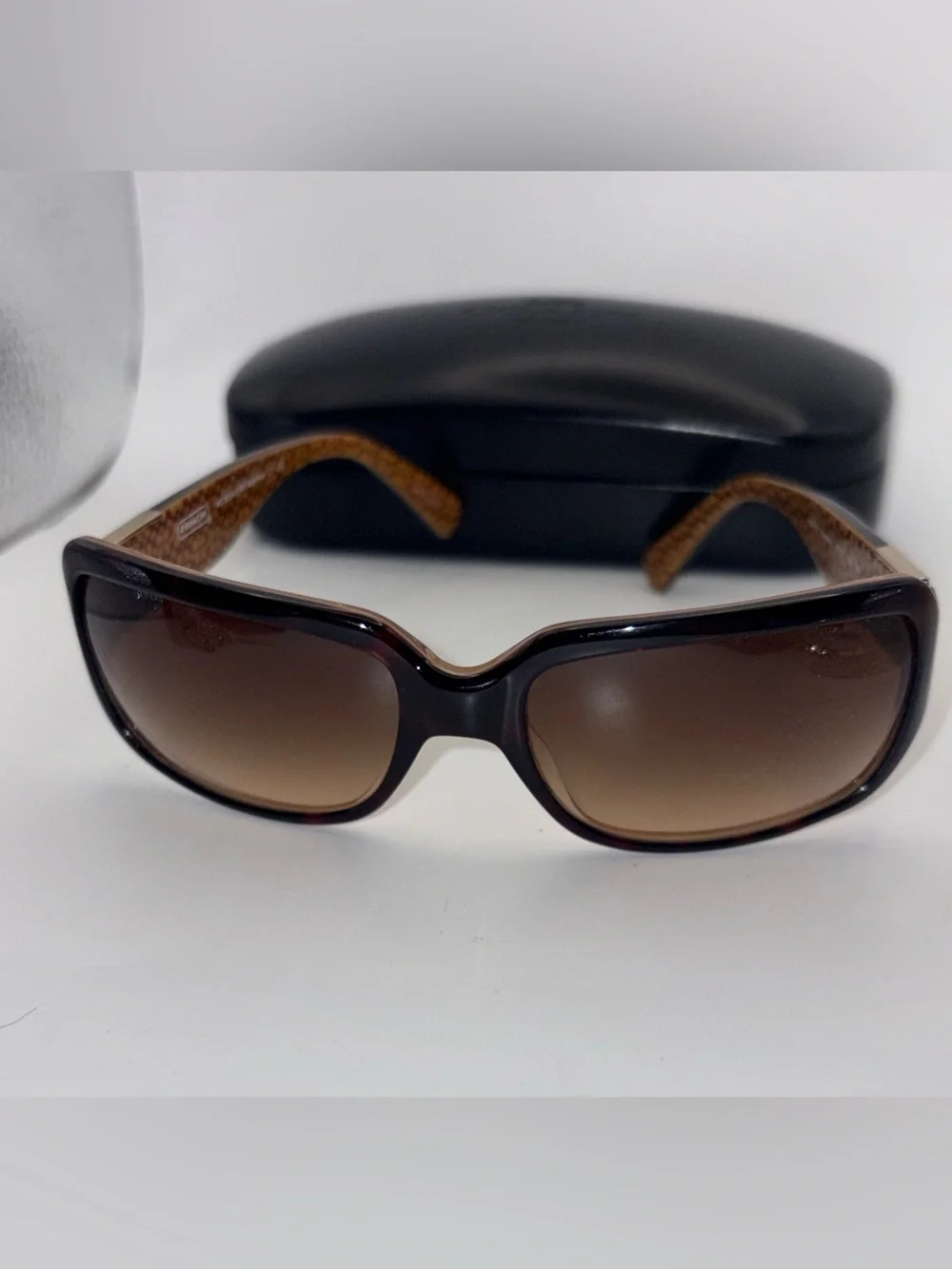 Coach Delphine Brown Gradient Lens Sunglasses with Patterned Temples HC 8024
